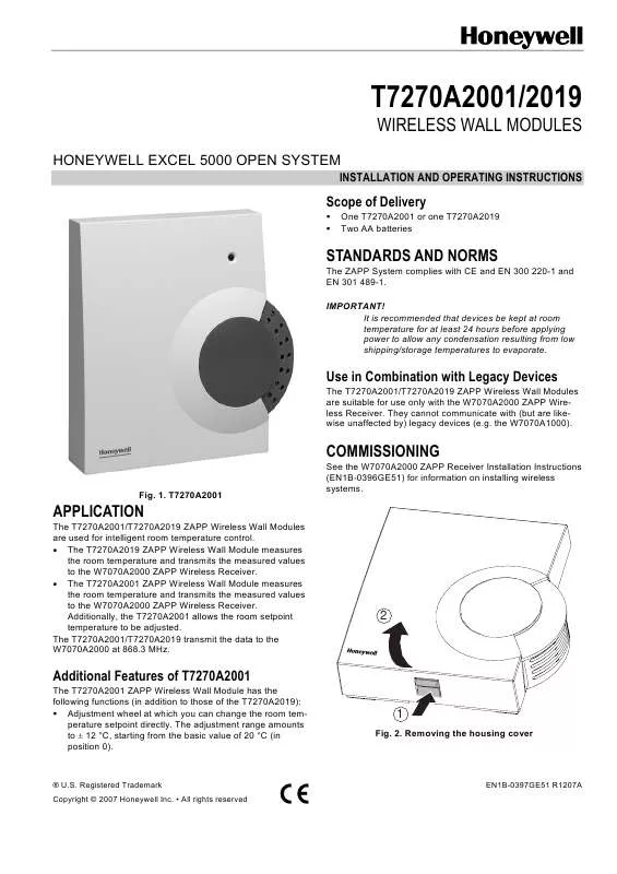 Mode d'emploi HONEYWELL T7270A2001