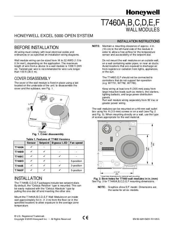 Mode d'emploi HONEYWELL T7460E