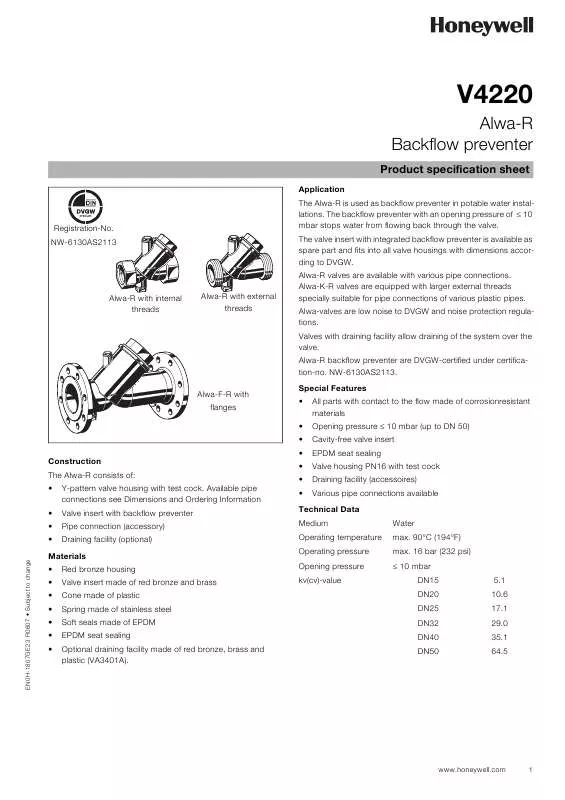 Mode d'emploi HONEYWELL V4220