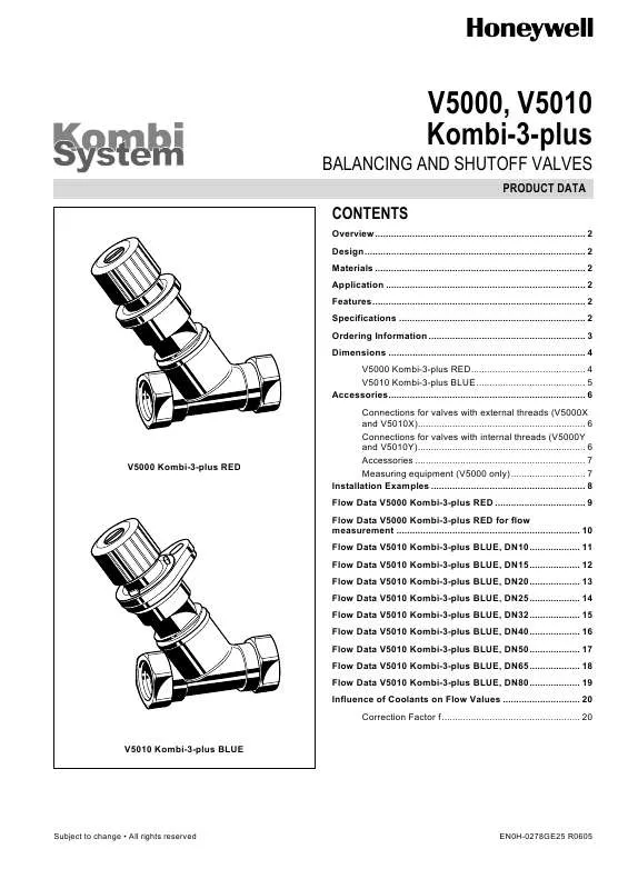 Mode d'emploi HONEYWELL V5010