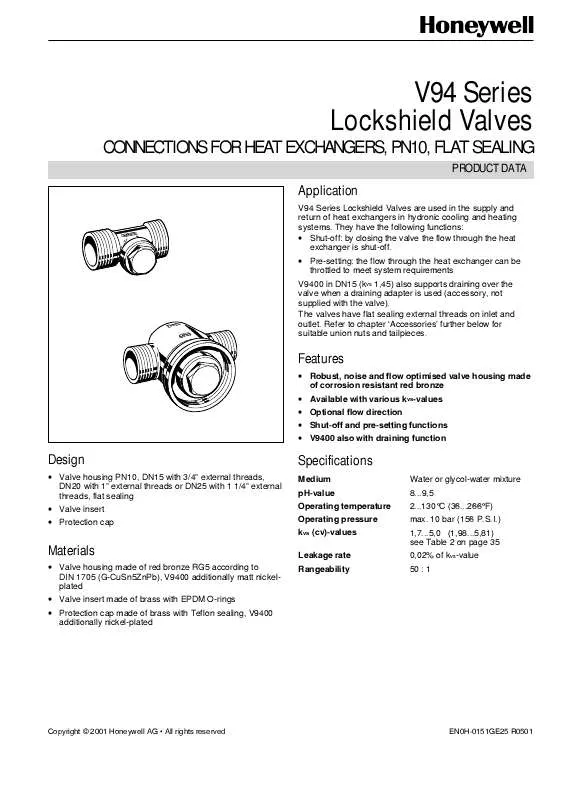 Mode d'emploi HONEYWELL V94