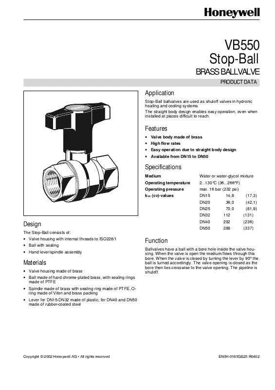 Mode d'emploi HONEYWELL VB550