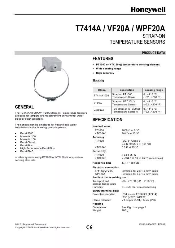 Mode d'emploi HONEYWELL VF20A