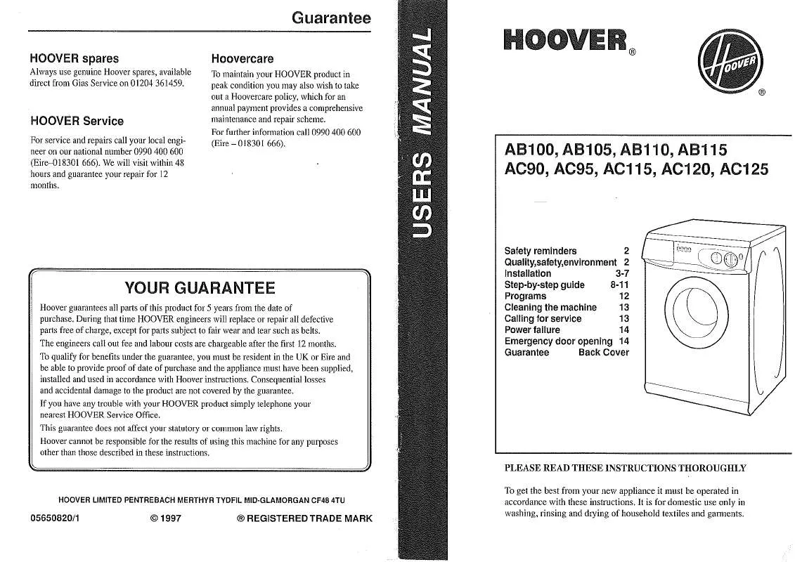 Mode d'emploi HOOVER AB100