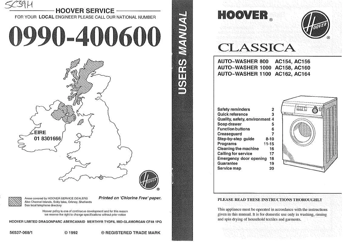 Mode d'emploi HOOVER AC154