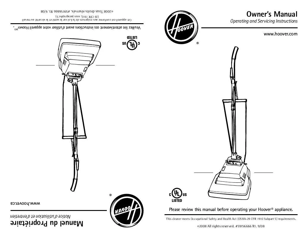 Mode d'emploi HOOVER C1631