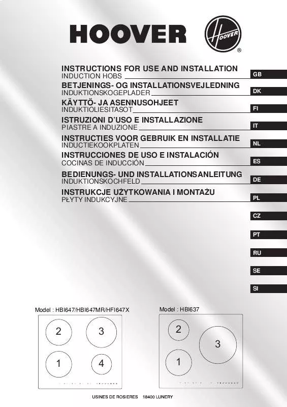 Mode d'emploi HOOVER HBI637