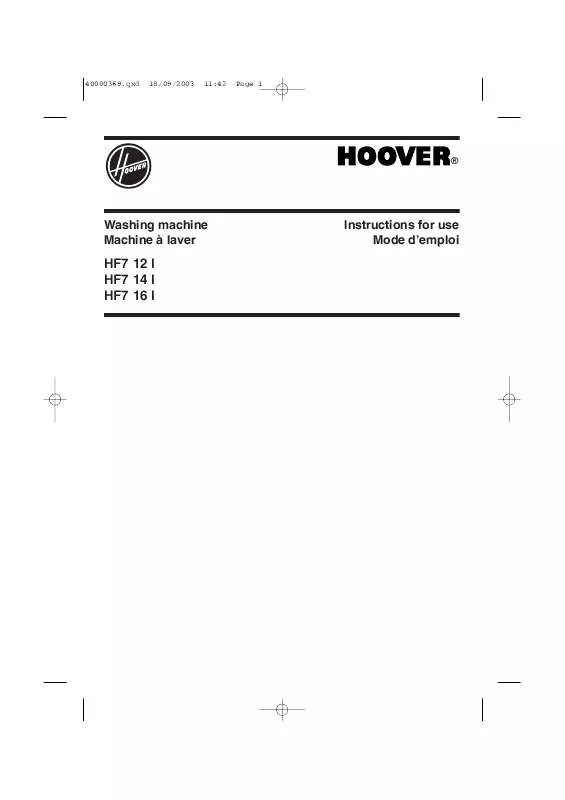 Mode d'emploi HOOVER HF7 12 I