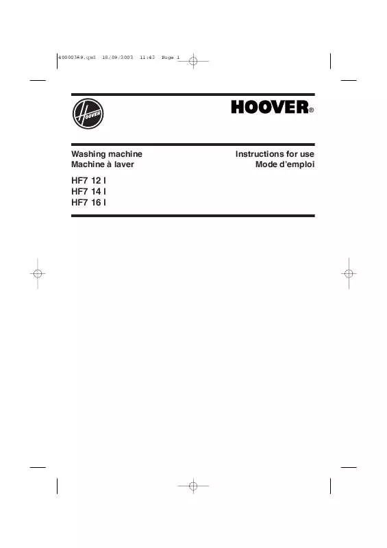 Mode d'emploi HOOVER HF7 16 I