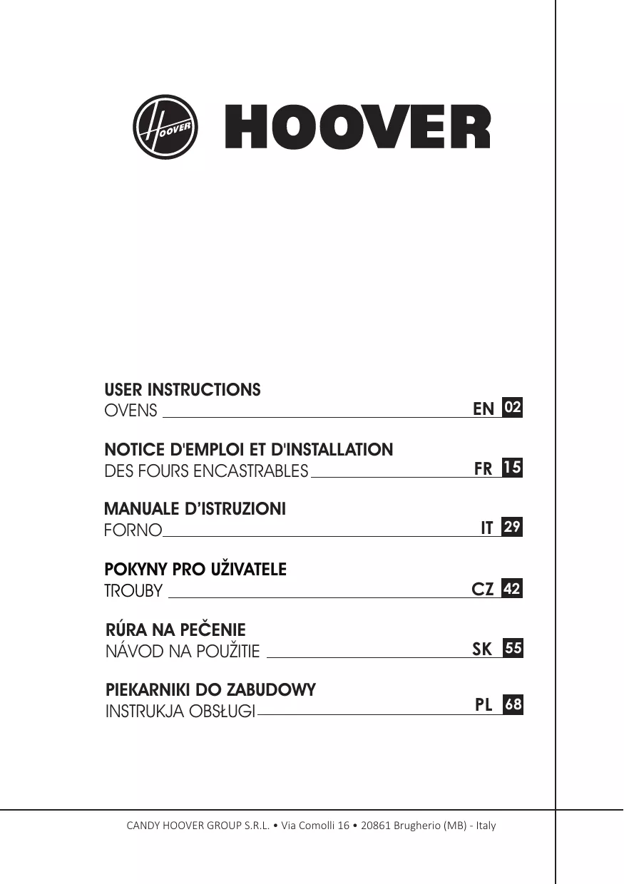 Mode d'emploi HOOVER HOZ5870IN/1