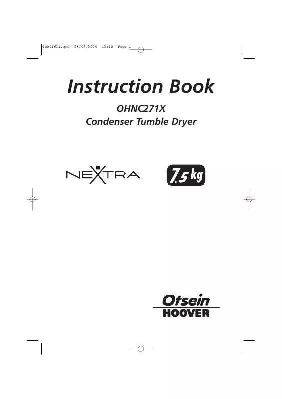 Mode d'emploi HOOVER OHNC271X