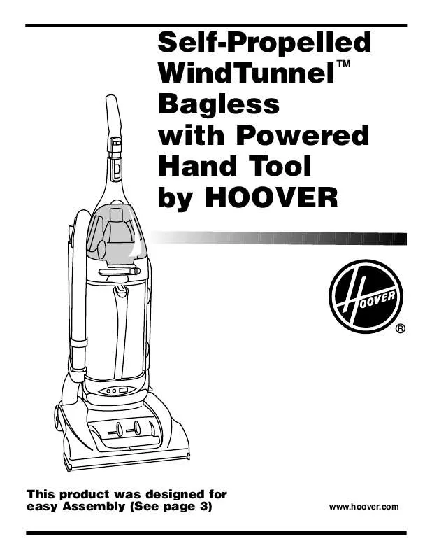 Mode d'emploi HOOVER SELF PROPELLED WINDTUNNEL BAGLESS