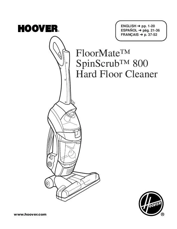 Mode d'emploi HOOVER SPINSCRUB 800