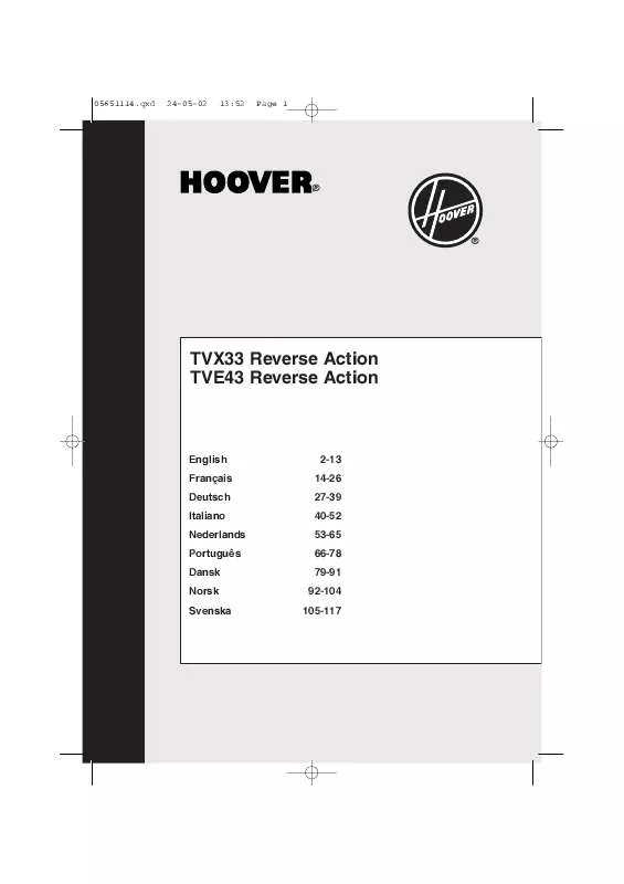 Mode d'emploi HOOVER TVE43