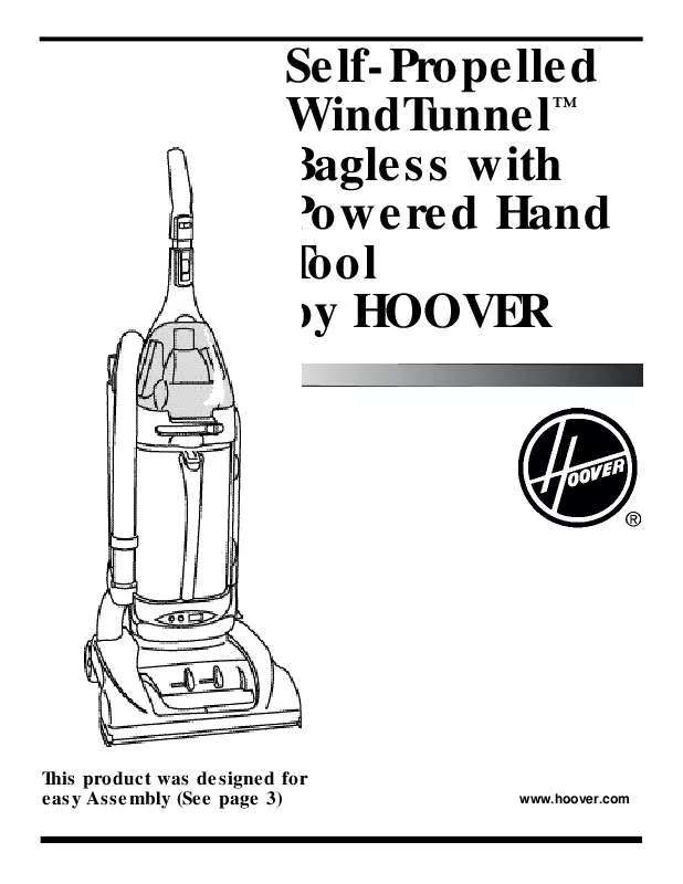 Mode d'emploi HOOVER WINDTUNNEL BAGLESS