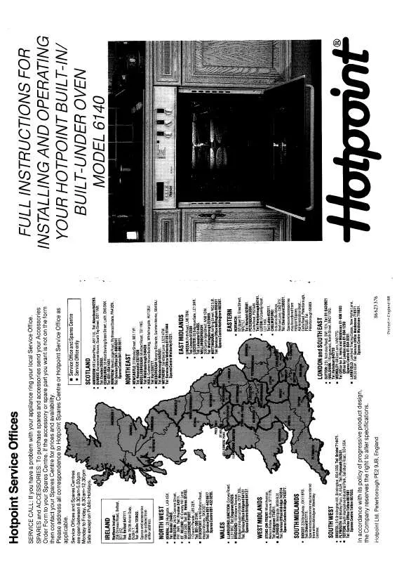 Mode d'emploi HOTPOINT-ARISTON HB6140