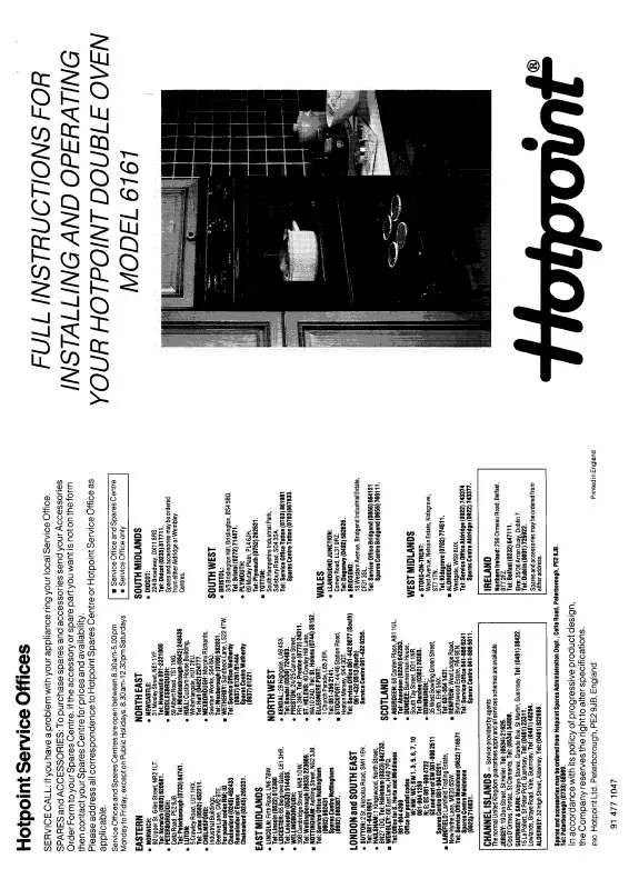 Mode d'emploi HOTPOINT-ARISTON HB6161