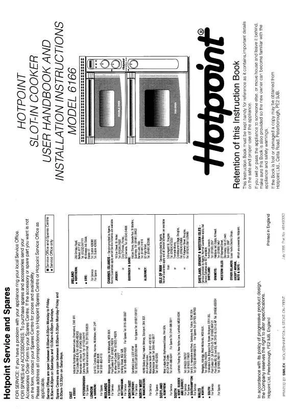 Mode d'emploi HOTPOINT-ARISTON HB6166