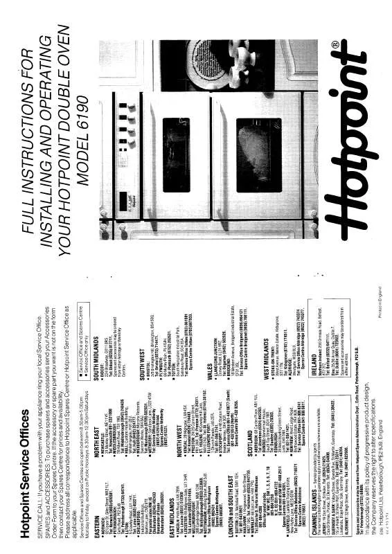 Mode d'emploi HOTPOINT-ARISTON HB6190