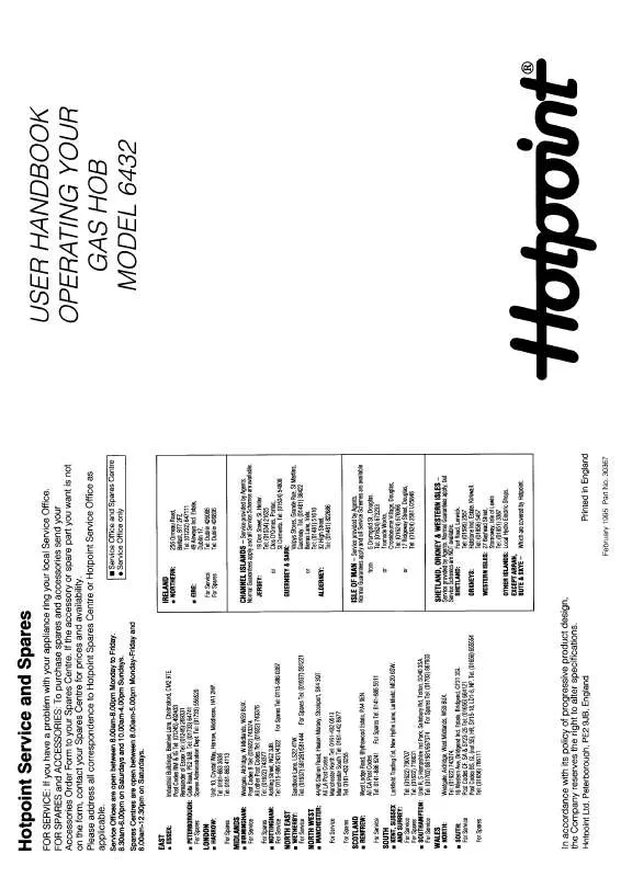 Mode d'emploi HOTPOINT-ARISTON HB6432