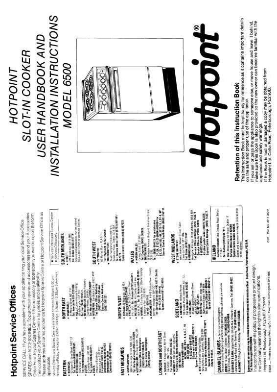 Mode d'emploi HOTPOINT-ARISTON HB6500