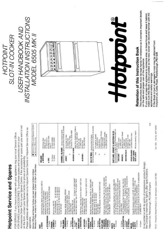 Mode d'emploi HOTPOINT-ARISTON HB6505