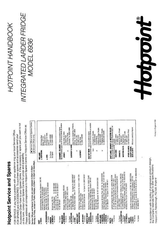 Mode d'emploi HOTPOINT-ARISTON HB6936