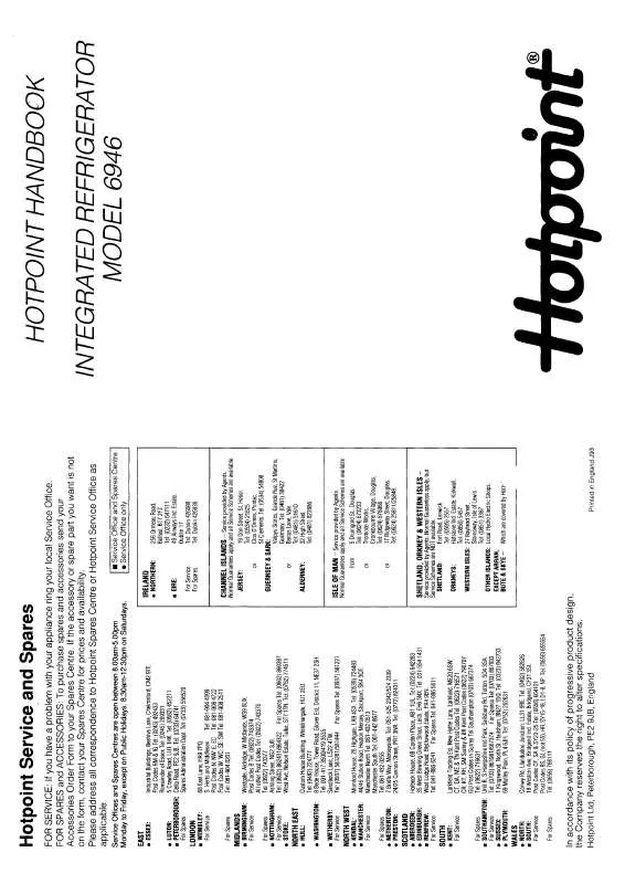 Mode d'emploi HOTPOINT-ARISTON HB6946