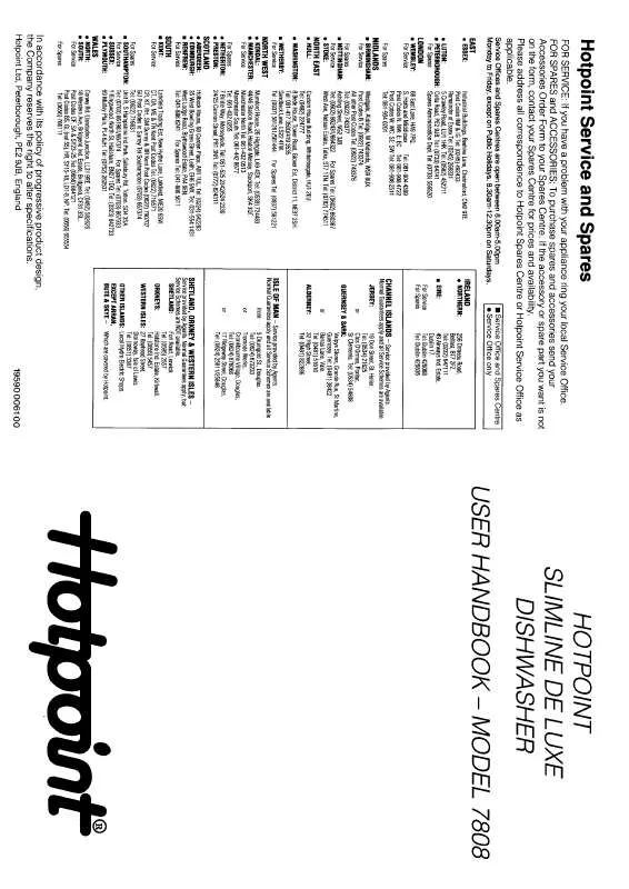 Mode d'emploi HOTPOINT-ARISTON HB7808