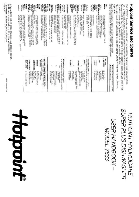 Mode d'emploi HOTPOINT-ARISTON HB7833