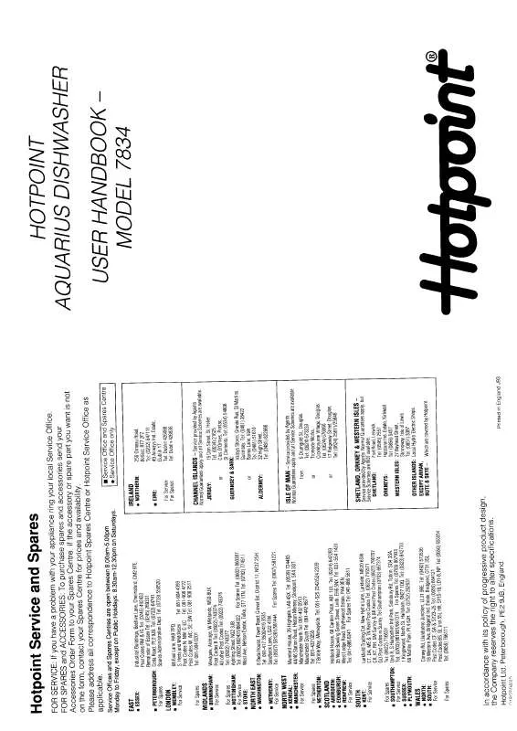 Mode d'emploi HOTPOINT-ARISTON HB7872