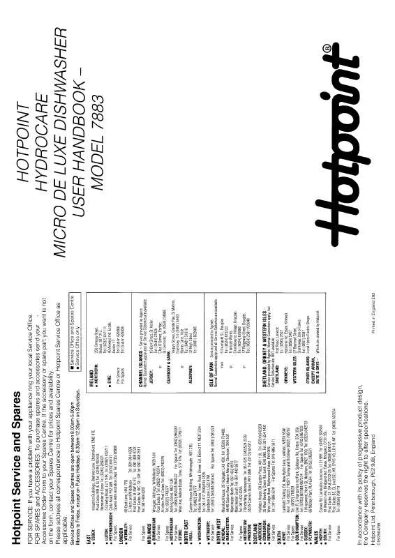 Mode d'emploi HOTPOINT-ARISTON HB7883