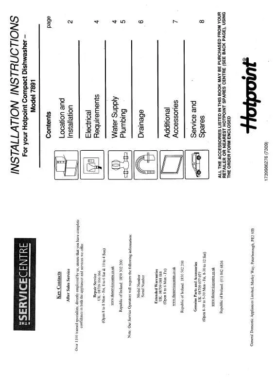 Mode d'emploi HOTPOINT-ARISTON HB7891