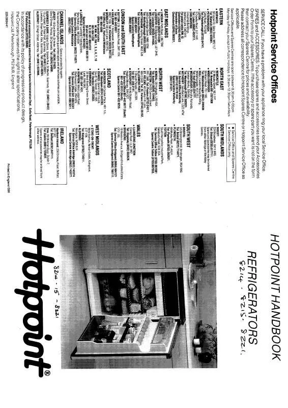 Mode d'emploi HOTPOINT-ARISTON HB8215