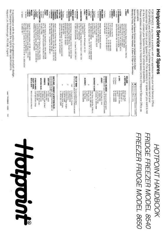 Mode d'emploi HOTPOINT-ARISTON HB8540