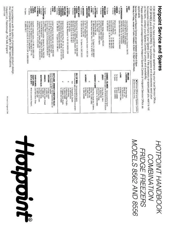 Mode d'emploi HOTPOINT-ARISTON HB8562