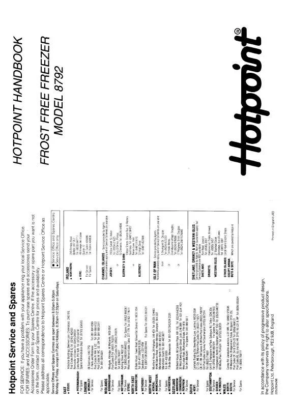 Mode d'emploi HOTPOINT-ARISTON HB8792