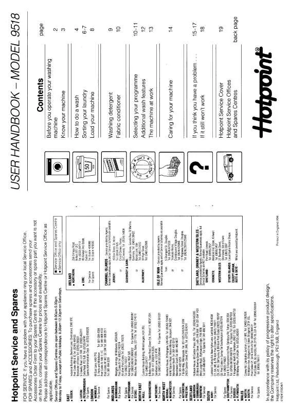 Mode d'emploi HOTPOINT-ARISTON HB9518