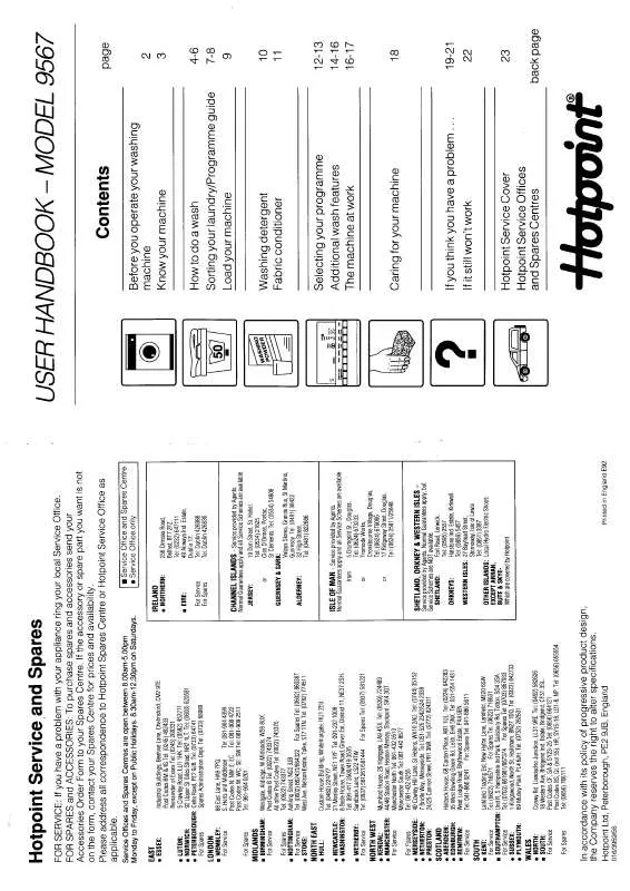 Mode d'emploi HOTPOINT-ARISTON HB9567