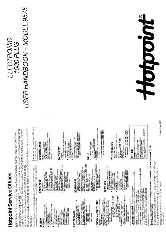 Mode d'emploi HOTPOINT-ARISTON HB9575