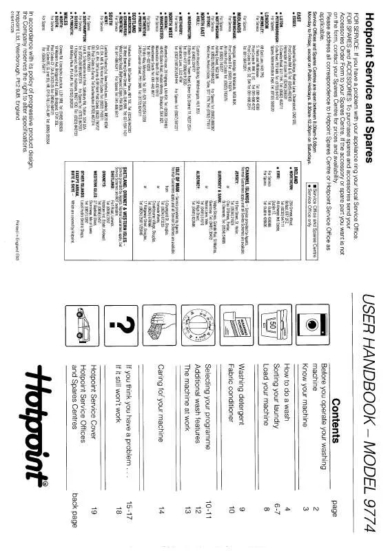 Mode d'emploi HOTPOINT-ARISTON HB9774