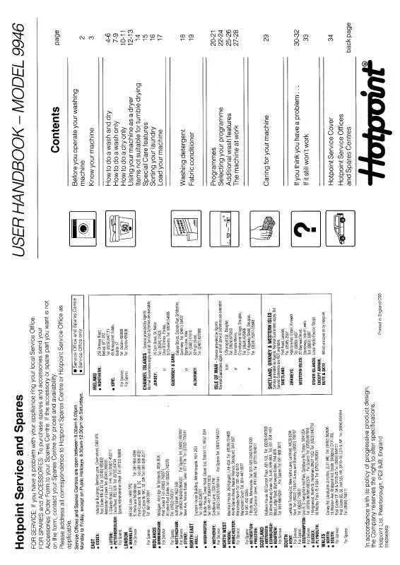 Mode d'emploi HOTPOINT-ARISTON HB9946