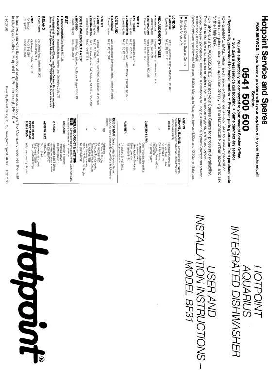 Mode d'emploi HOTPOINT-ARISTON HBBF32