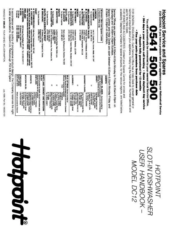 Mode d'emploi HOTPOINT-ARISTON HBDC12