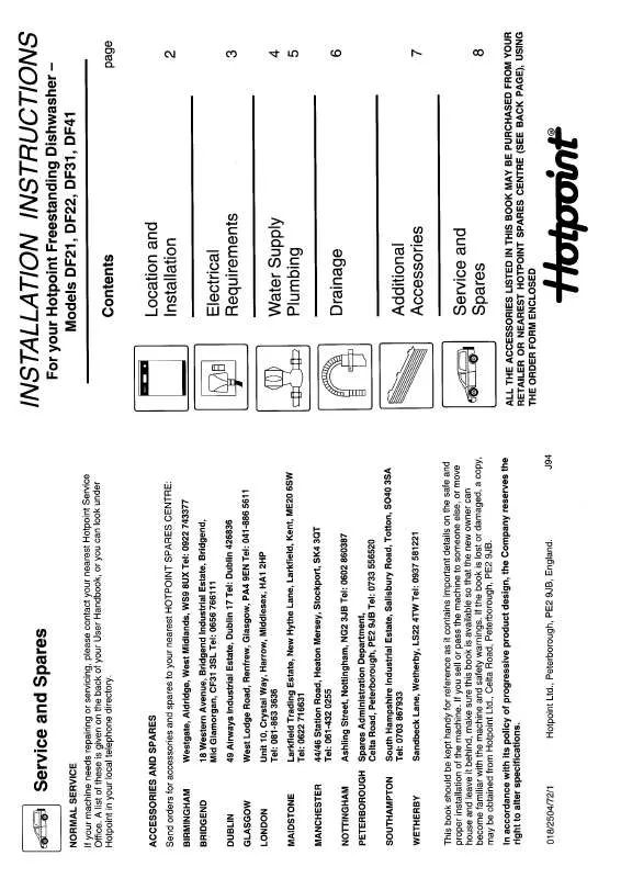 Mode d'emploi HOTPOINT-ARISTON HBDF31