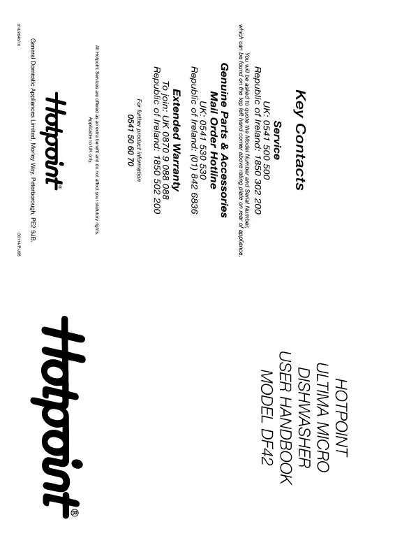 Mode d'emploi HOTPOINT-ARISTON HBDF42