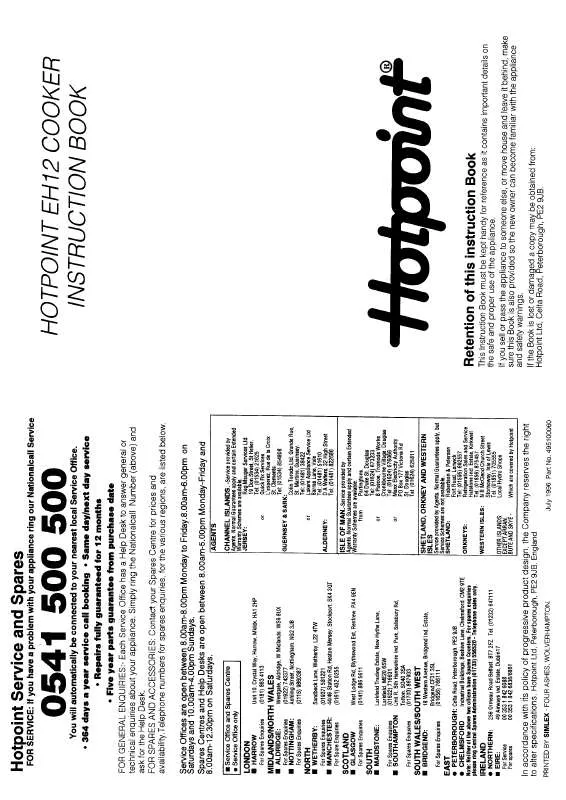 Mode d'emploi HOTPOINT-ARISTON HBEH12