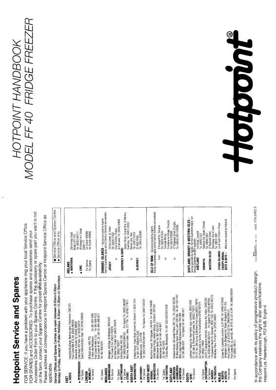 Mode d'emploi HOTPOINT-ARISTON HBFF40