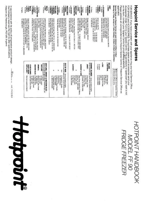 Mode d'emploi HOTPOINT-ARISTON HBFF90