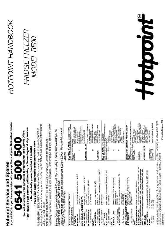 Mode d'emploi HOTPOINT-ARISTON HBRF00